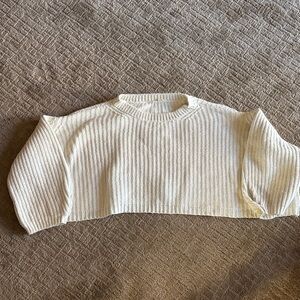 Cream Ribbed Knit Sweater